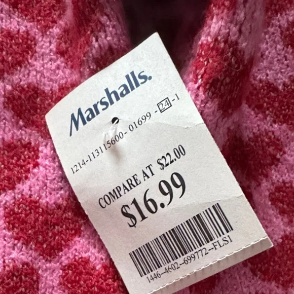 Stylish Pink Heart Pattern Crew Neck Sweater - Picture 4 of 4